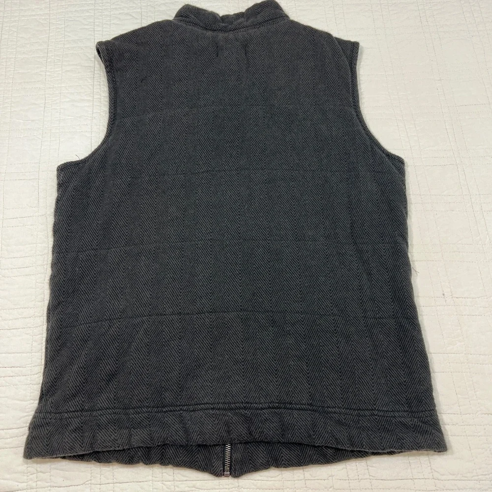 Banana Republic Mens Herringbone Quilted Vest Gray Full Zip Mock Neck Small